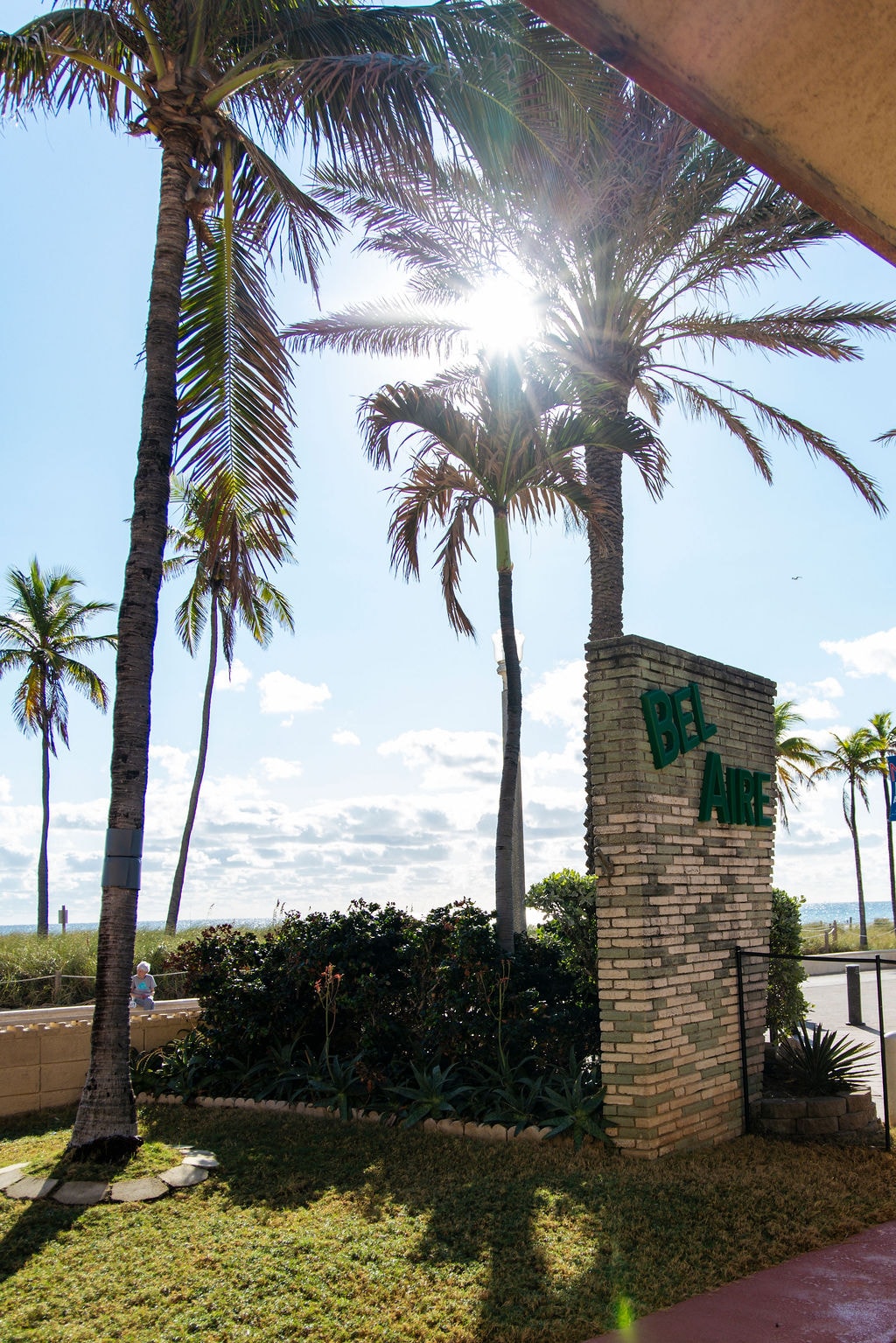 Bel-Aire Beach Apartments exterior sign and property entrance